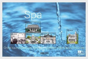 Belgium 2023 Great Spa Towns of Europe Spa set of 5 stamps in block MNH