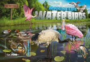 SIERRA LEONE - 2016 - Water Birds - Perf Souv Sheet - Mint Never Hinged