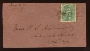 Confederate States Scott 1 Used Stamp on Nice Cover w/ PF Cert (Stock CSA1-PFC1)