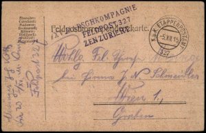 Austria Empire 1915 WWI Feldpost KuK Etappenpostamt 327 Cover G68023