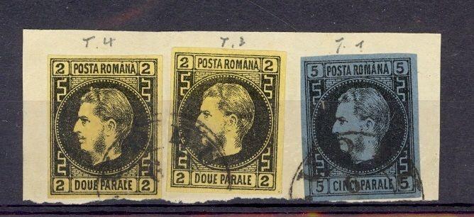 Romania Scott 29 (x2) and 30 on piece (Catalog Value $765.00)
