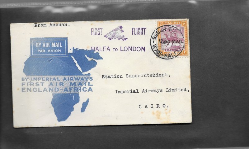 SUDAN 1931 IMPERIAL AIRWAYS FIRST FLIGHT COVER TO LONDON