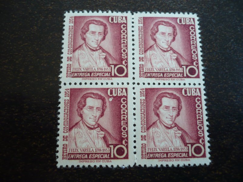 Stamps - Cuba - Scott#C114-C116,E20 - Mint Hinged Set of 4 Stamps in Blocks of 4