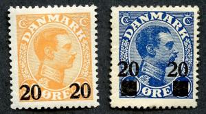 Denmark Sc# 176 - 177, MH, SCV $15.75
