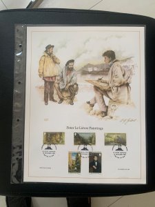 Isle of Man Peter Le Lievre paintings  FDC panel big size, plastic holder