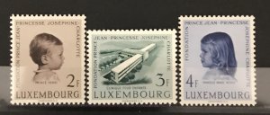 Luxembourg 1957 #326-8, MNH, CV $6.50