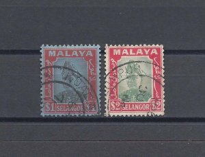 MALAYA/SELANGOR 1941 SG 86/7 USED Cat £57.50