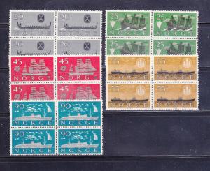 Norway 382-386 Blocks Of 4 Set MNH Ships (D)