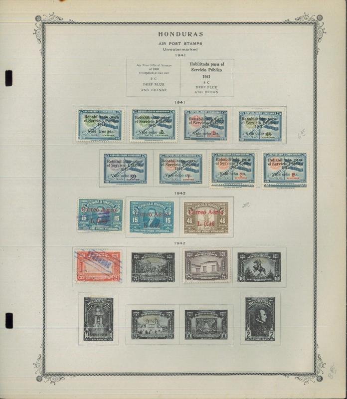 1865-1956 Honduras Mint & Used Postage Stamp Collection Album Pages Value $390