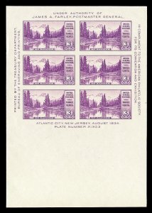 Scott 770 1935 3c Mt. Rainier Mint Pane of 6 XF NH with Oversized Margins!
