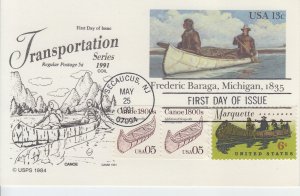 1991 United States Canoe 12800s Combo Post Card (Scott 2453) Gamm  FDC
