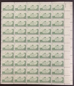 1108   Gunston Hall, Virginia - George Mason MNH 3 cent sheet of 50   1958