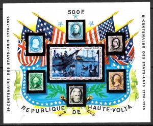 BURKINA FASO / UPPER VOLTA 1975 US Bicentennial Souvenir Sheet Sc 358 CTO Used