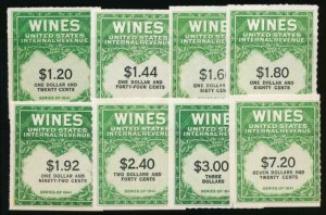 UNITED STATES RE146/RE160 MINT NH WINE. 8 DIFF.-TWO LINE PRINT