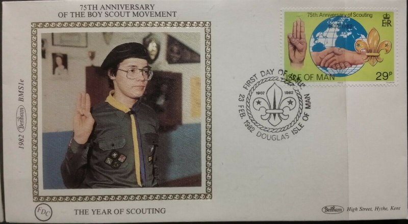 1982 Isle Of Man IOM Anni of Boy Scout Movement Benham FDC BMS1a-e Douglas   