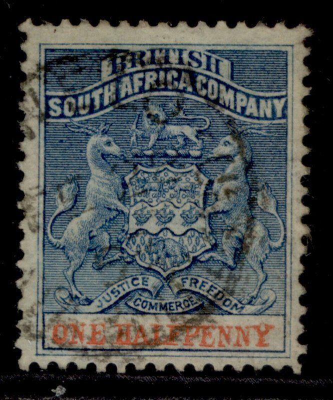 RHODESIA QV SG18, ½d dull blue & vermilion, USED. 