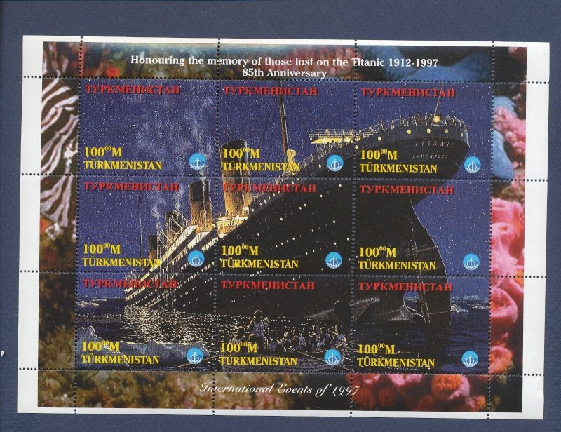 TURKMENISTAN - MNH S/S -  Titanic ship  - 1997 --a