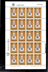 CYPRUS #533-534  1980  EUROPA   MINT  VF NH  O.G  PANE OF 20