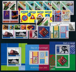 Surinam Suriname 2001 Complete Year Set  MNH