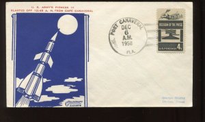 DEC 6 1958 PIONEER 3 Satellite Launch Goldcraft Cover PORT CANAVERAL FL (LV 876)