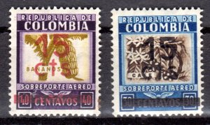 Colombia 1940 Sc#C119/C120 BANANAS/COFFEE Ovpt.15cts.Set (2) MNH