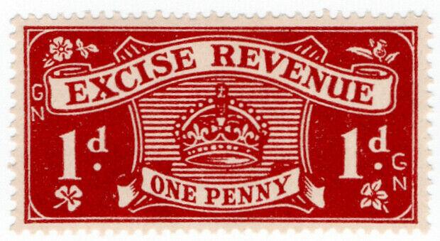 (I.B) Excise Revenue : 1d Lake (1934)