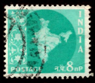 India 8np Map of India 1958 SG.404, Sc.307 Used (#04)