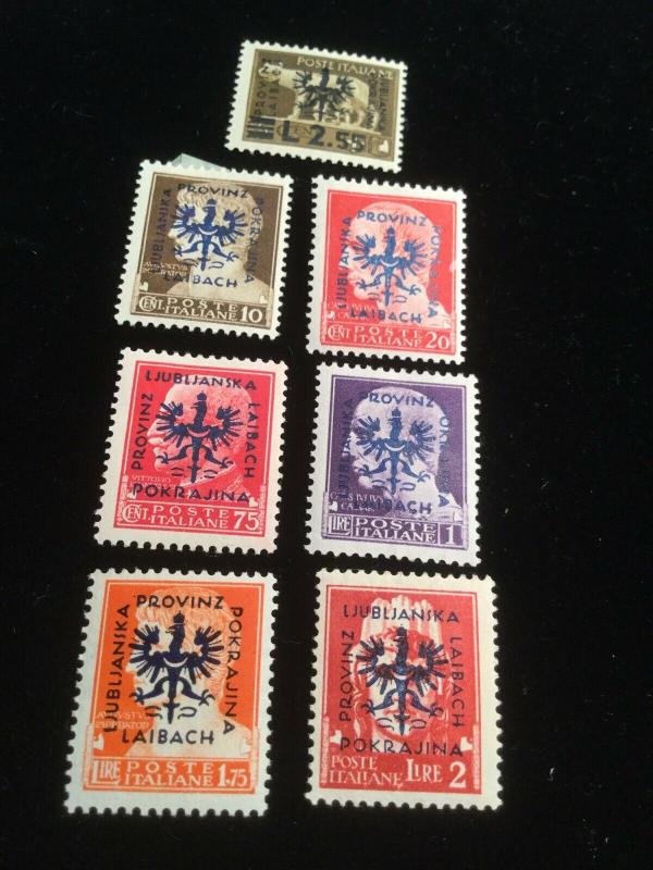 Laibach 1944 German Occupation Stamps 7 Total Stamps 