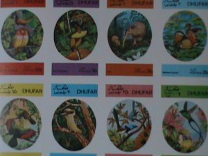 ​DHUFAR-COLORFUL BEAUTIFUL LOVELY BIRDS- IMPERF-MNH-SHEET-VERY FINE-EST $12