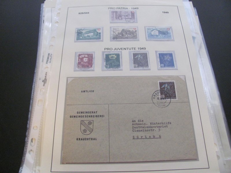 SWITZERLAND USED STAMPS & COVERS COLL. ON PAGES 1930-2005 $2K-$3K CAT. XF (191)