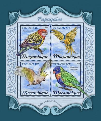 MOZAMBIQUE - 2018 - Parrots - Perf 4v Sheet- MNH