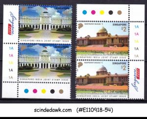 SINGAPORE 2015 JOINT ISSUE WITH INDIA PRESIDENT HOUSE TRAFFIC LIGHT 2V PAIR MNH