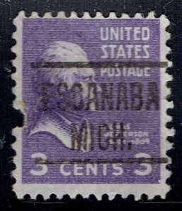 1938 3c Prexie w/precancel ERROR f/ESCANABA MI 807-217 with nick!