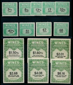 US RE183/RE203 MINT NH WINE. 15 DIFFERENT 