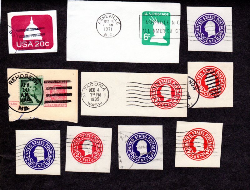 USA, Cut Squares, Lot of 10 used cut squares.  Lot 230811 -21