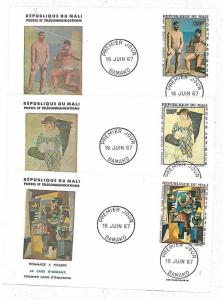 PICASSO - ART: Postal History: 3 FDC COVER -  MALI 1967