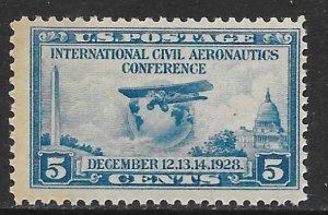 USA 650: 5c Airliner Ryan Brougham B-5 (1927) and globe, MH, F-VF