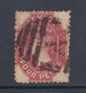 Ceylon SG 52 used 1865 4p rose carmine Queen Victoria, watermark 5, perf 12½