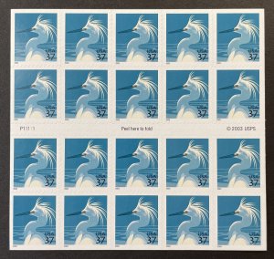 3830 3830a SNOWY EGRET Pane of 20 US 37¢ Stamps MNH 2003