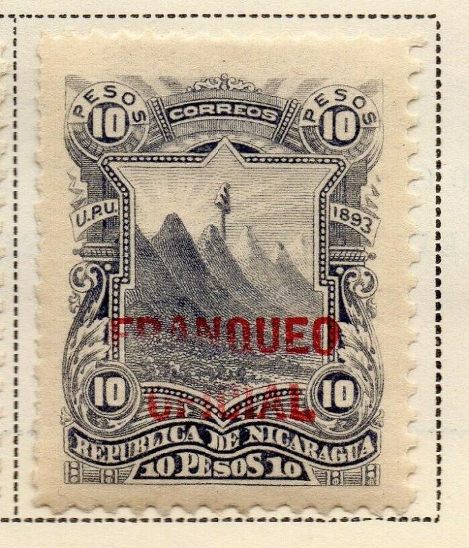 Nicaragua 1893 Early Issue Fine Mint Hinged 10P. Official Optd 323726 