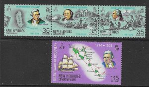 NEW HEBRIDES SG192/5 1974 BICENTENARY OF DISCOVERY  MNH