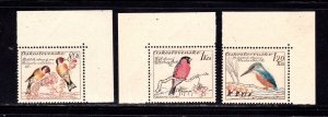Czechoslovakia stamps #946 - 948, MNH, XF, Corners,  Birds, CV $7.50