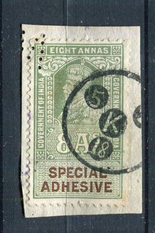 INDIA; Early 1900s GV Portrait type Revenue issues fine POSTMARK PIECE