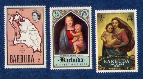 Barbuda Sc 12 Map of Island MH with others Very Fine 3 Stamps Total.