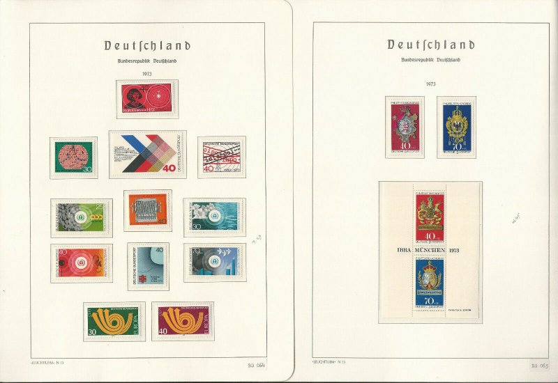 Germany Stamp Collection on 24 Hingless Lighthouse Pages, 1971-1976, JFZ