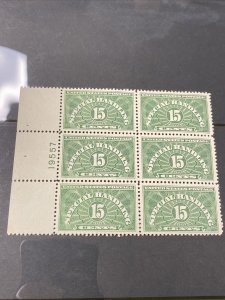 US QE2 Special Handling 15C Plate Block Of 6 Extra Fine Mint Never Hinged