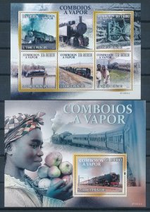 [113251] Sao Tome & Principe 2010 Railway trains Steam Locomotives Sheet MNH