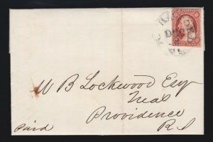 US 10 or 10a 1851 Issue 3c Washington Orange Brown on Cover (-016)