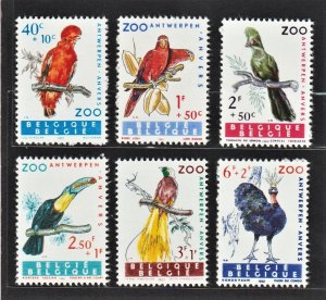 BELGIUM 1962 Beautiful Birds, Peacock etc. (6v Cpt) Fresh MNH CV$8