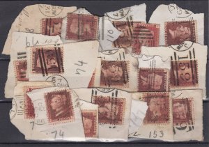 GB QV 1858 Collection Of 18 On Piece SG43/44 Different Plate Numbers BP9889